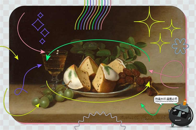 趣味复古Y2K潮流时尚酸性线条几何图形线框边框底纹AI矢量PNG素材-设计猿