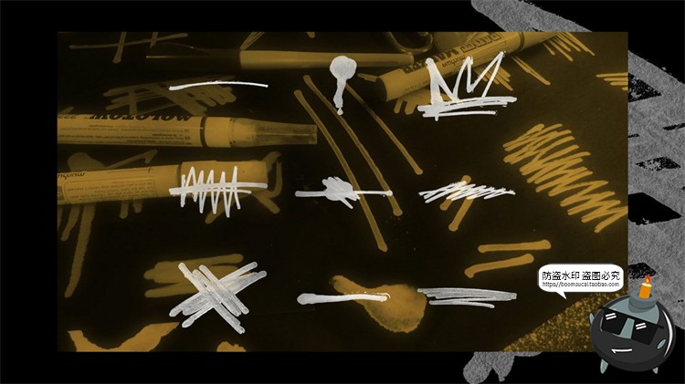 图片[3]-涂鸦元素复古做旧仿旧油漆纹理手绘效果背景PSD模板ABR笔刷PS素材-设计猿