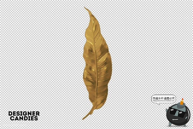 金箔树叶金色金属龟背竹植物PNG免抠图形装饰元素后期合成素材-设计猿