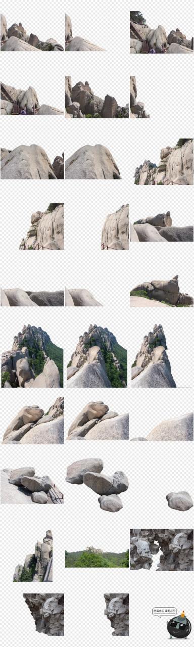 山石岩石悬崖石头礁石假山岛石景观元素PNG免抠PS后期合成素材-设计猿