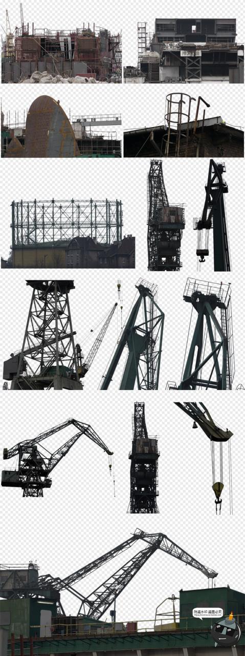 起重机塔吊机械吊塔钩子建筑工地大型工具场景合成TIF免抠素材-设计猿