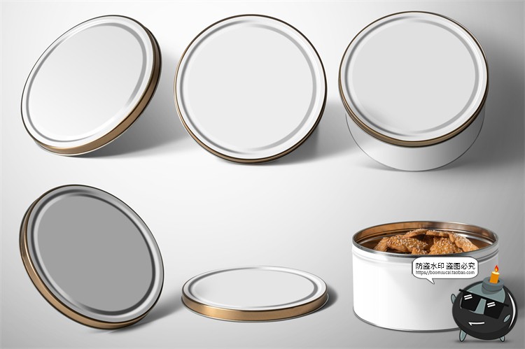饼干礼物金属铁盒铁罐圆盒零食桶包装mockups样机PSD模板PS素材-设计猿