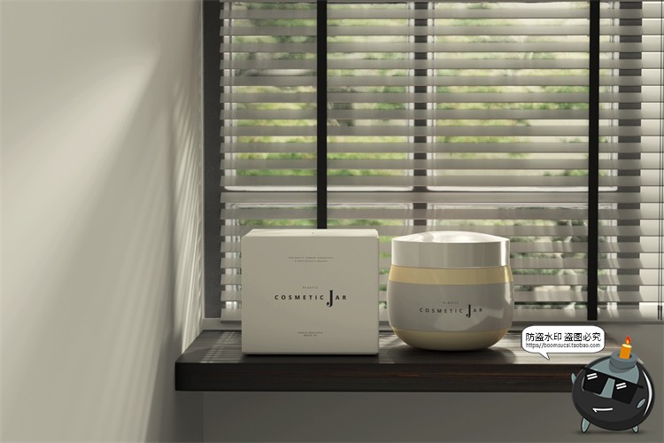 轻奢护肤化妆品面霜包装罐纸盒光影场景展示VI样机PSD模板PS素材-设计猿