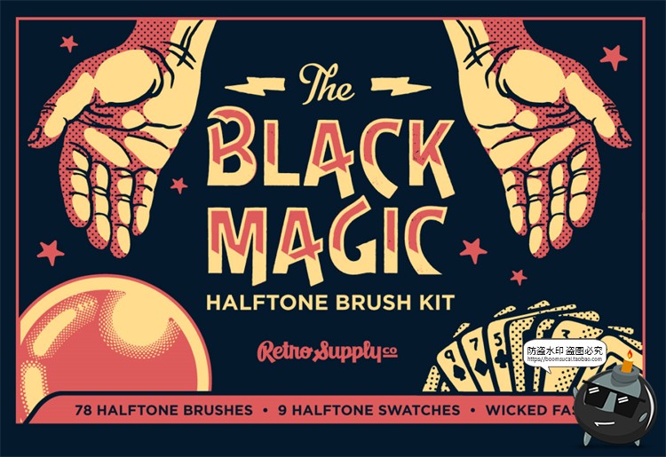 图片[1]-复古半色调颗粒插画元素点阵圆点漫画风绘画画笔触AI矢量笔刷素材-设计猿