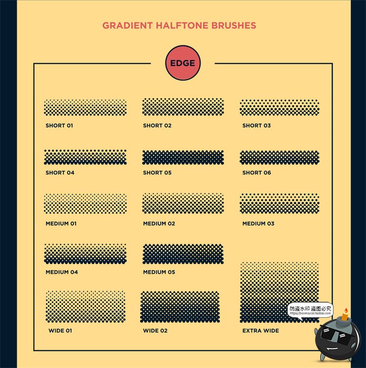 图片[5]-复古半色调颗粒插画元素点阵圆点漫画风绘画画笔触AI矢量笔刷素材-设计猿