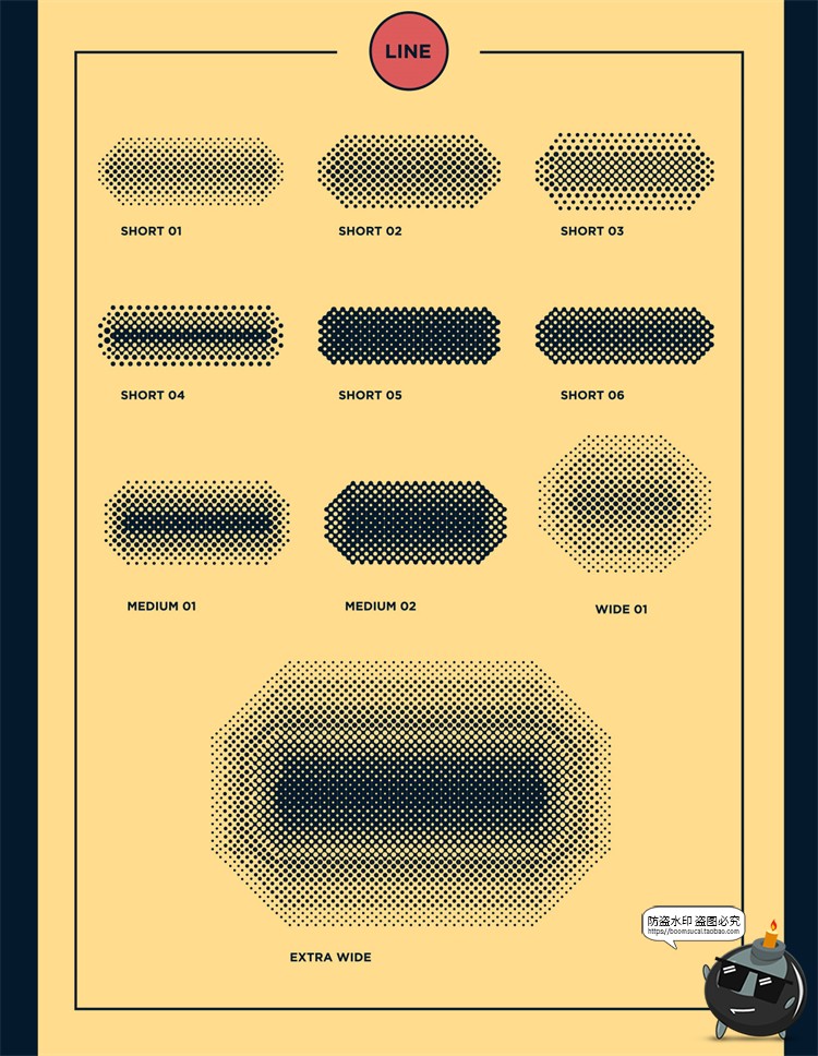 图片[6]-复古半色调颗粒插画元素点阵圆点漫画风绘画画笔触AI矢量笔刷素材-设计猿