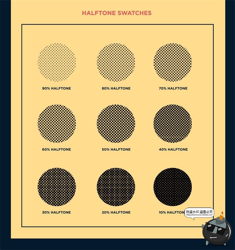 图片[7]-复古半色调颗粒插画元素点阵圆点漫画风绘画画笔触AI矢量笔刷素材-设计猿