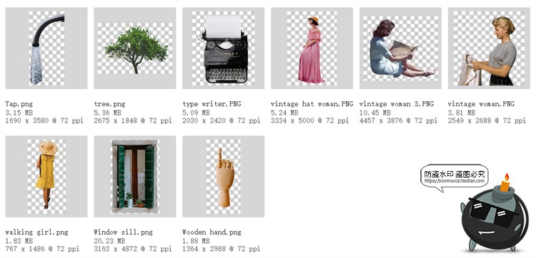 抽象风复古剪报老照片创意拼贴剪贴画元素PNG免抠JPG背景图片素材-设计猿