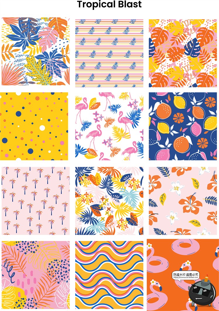 艺术装饰几何花卉墙纸无缝拼接印花图案背景JPG图片AI矢量素材-设计猿