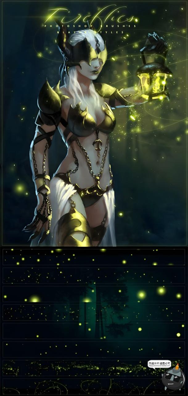 图片[1]-梦幻萤火虫萤光光效光点颗粒光修图后期合成ABR格式PS笔刷素材-设计猿