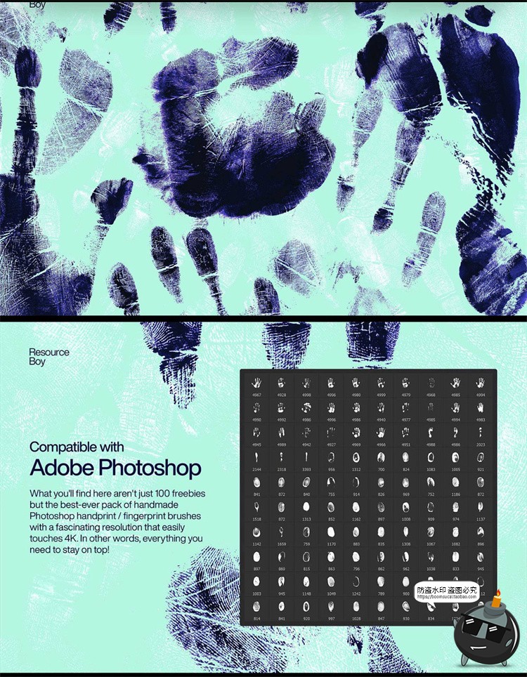 图片[2]-手印掌纹指纹指印手掌纹理肌理PS笔刷ABR格式后期合成PS素材-设计猿