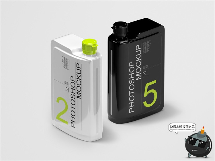 潮流潮物发动机油瓶塑料瓶金属酒瓶包装外观展示PSD模板样机素材-设计猿