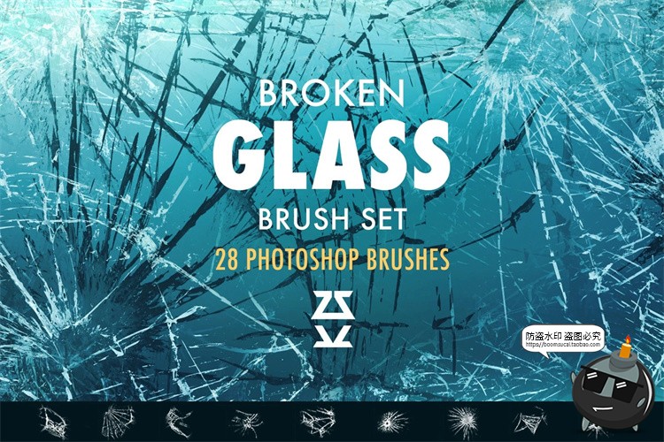 图片[1]-玻璃破碎裂纹裂痕碎裂破洞裂开特效ABR格式PS笔刷画笔笔触素材-设计猿
