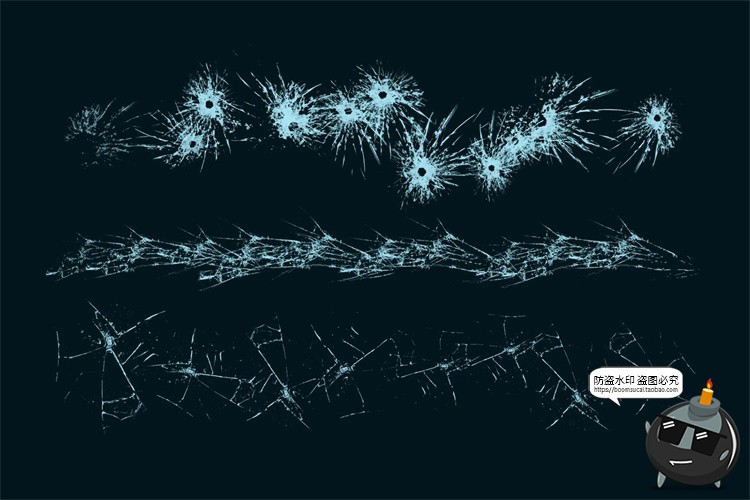图片[3]-玻璃破碎裂纹裂痕碎裂破洞裂开特效ABR格式PS笔刷画笔笔触素材-设计猿