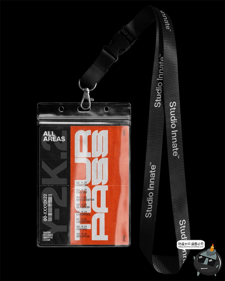 塑料挂绳胸牌工作牌卡套挂牌VI文创智能贴图样机PSD模板PS素材-设计猿