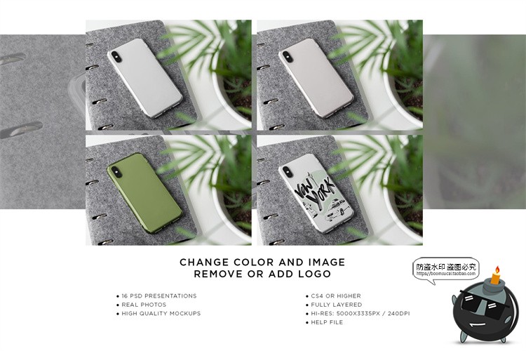 苹果iPhone Xs透明手机壳塑料水晶外观硬壳贴图效果图样机PS素材-设计猿