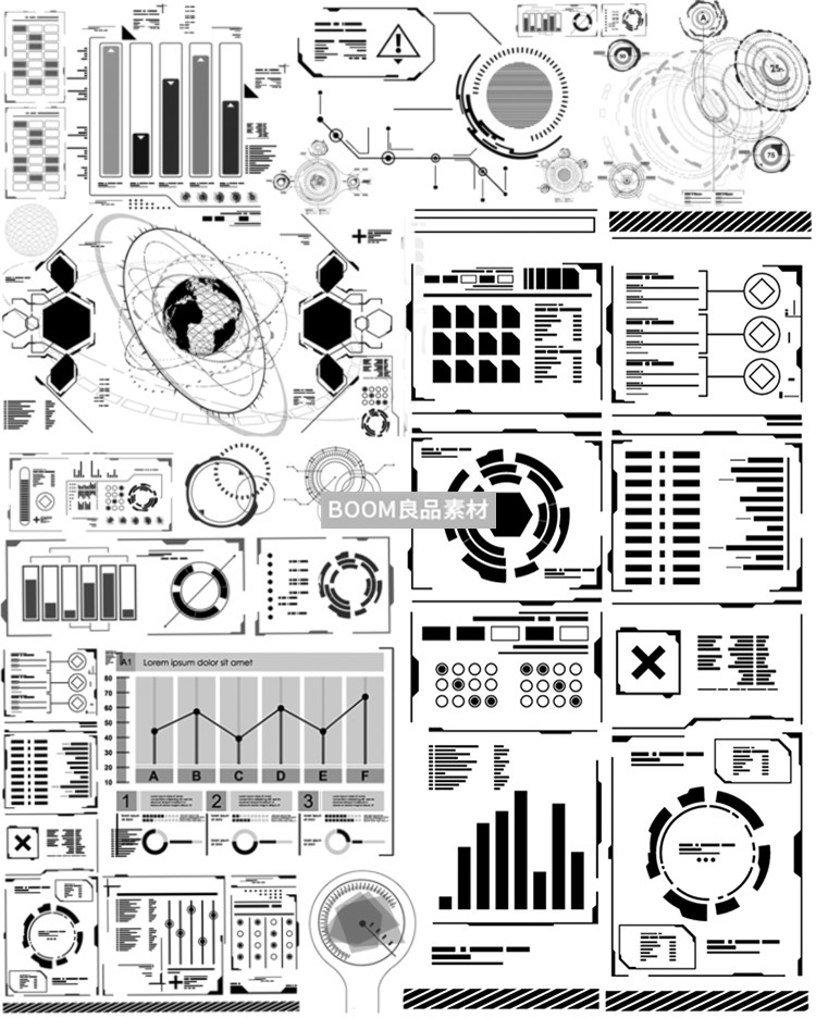 图片[3]-高科技科幻信息未来数字仪表盘效果元素PS设计装饰笔刷素材笔触-设计猿