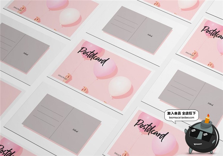 明信片卡片纸卡效果图展示智能贴图Mockups样机PSD模板PS设计素材-设计猿