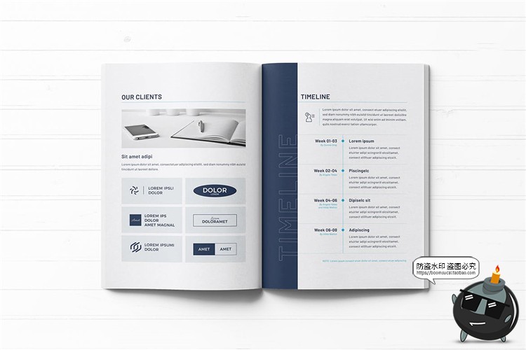 简约商务蓝品牌策划画册宣传册杂志框架排版PSD模板AI矢量PS素材-设计猿