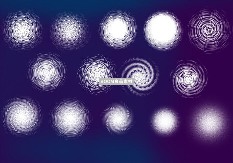 旋涡螺旋眩目眩晕旋转图案造型PS笔刷设计abr画笔笔触brush素材-设计猿