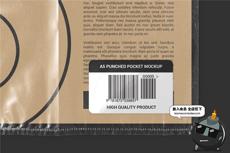 A5文件纸张穿孔透明塑料商务文件袋效果图样机PSD模板Mockup素材-设计猿
