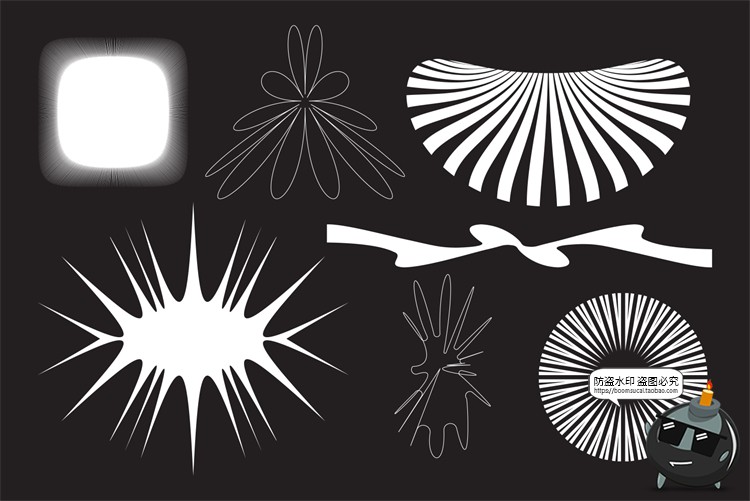 复古未来蒸汽波破坏性抽象奇怪AI矢量形状PNG免抠图案素材-设计猿