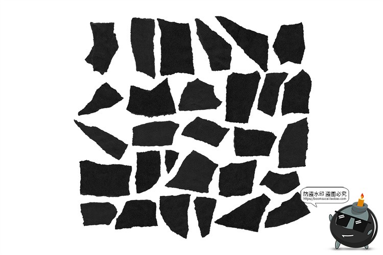 黑纸卡纸片撕纸白边毛边纹理贴图样机PSD模板PNG免抠装饰PS素材-设计猿