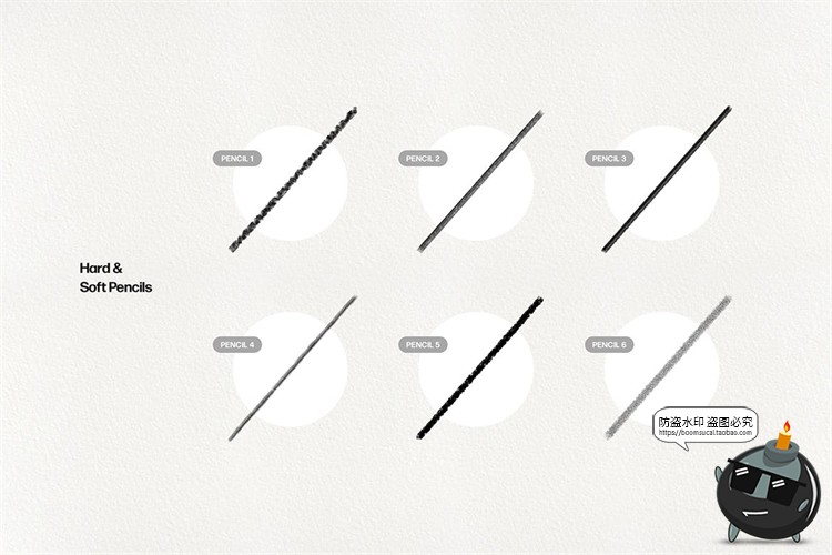 图片[1]-铅笔PS笔刷素描涂抹草图草稿打底线稿Brush笔触画笔ABR格式素材-设计猿