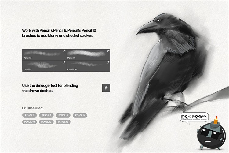 图片[2]-铅笔PS笔刷素描涂抹草图草稿打底线稿Brush笔触画笔ABR格式素材-设计猿