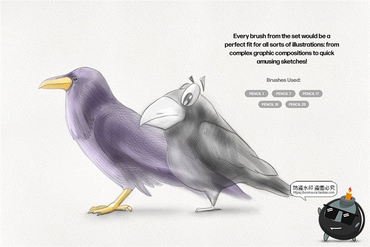 图片[8]-铅笔PS笔刷素描涂抹草图草稿打底线稿Brush笔触画笔ABR格式素材-设计猿