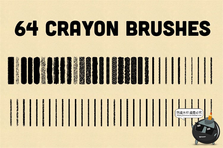 图片[1]-AI蜡笔彩色矢量儿童绘画纹理材质插画画笔brush笔触笔刷AI素材-设计猿