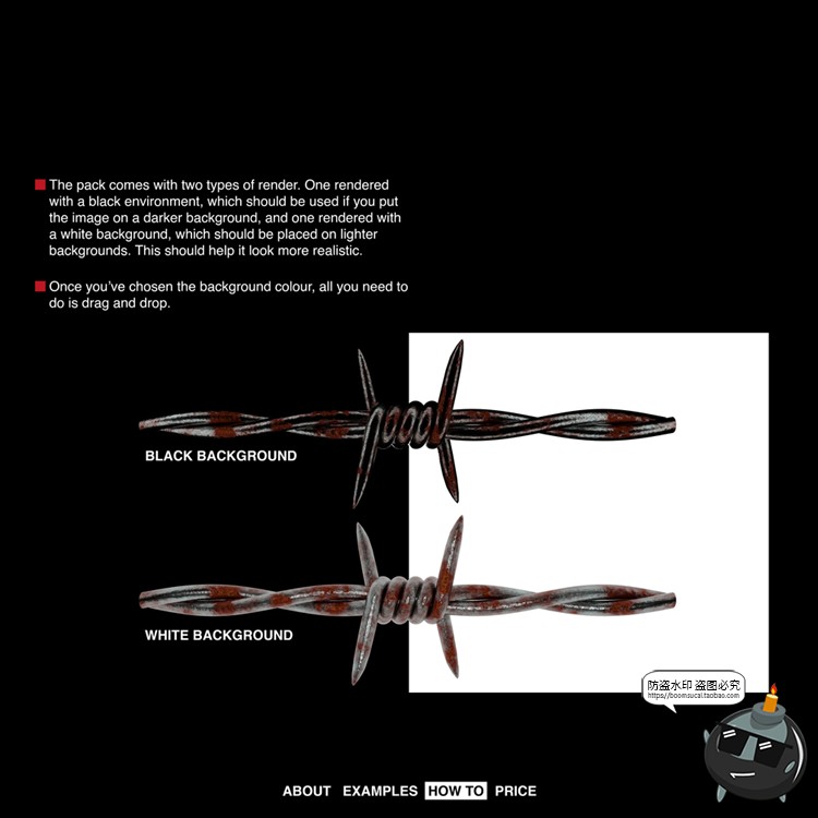 镀铬金属珠光生锈金色带刺铁丝后期合成多风格PNG免抠透明素材-设计猿