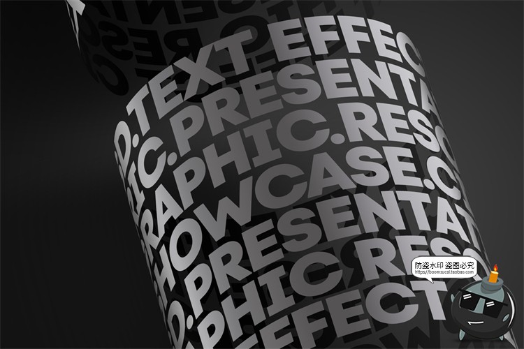 潮流圆柱柱形环绕环形字体特效文本mockups样式PSD模板样机PS素材-设计猿