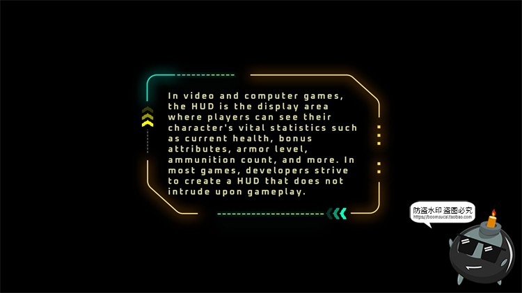 科技风文本框赛博HUD霓虹发光科幻未来机能标题排版​PSD模板素材-设计猿