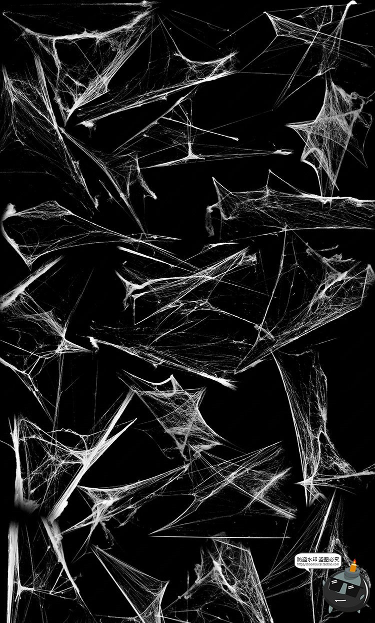 图片[1]-蜘蛛网蜘蛛丝恐怖氛围元素PS笔刷abr格式brush笔触PS后期合成素材-设计猿