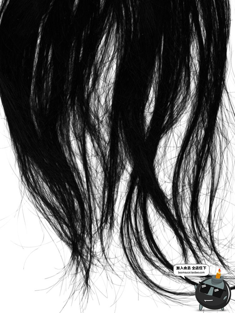 图片[1]-110款女士长发丝头发黑发abr笔触素材PS后期创意合成PS笔刷素材-设计猿