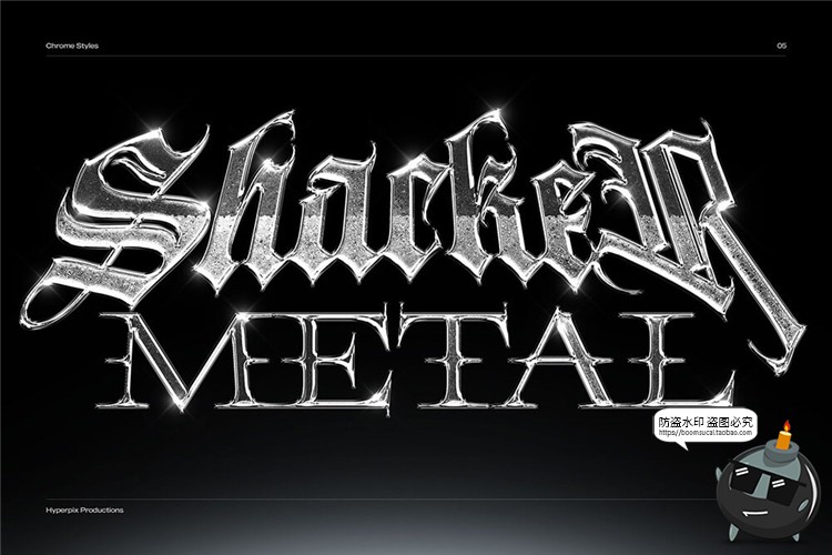 金属镀铬电镀风格特效字酸性抽象派标题文字样式PSD模板PS素材-设计猿