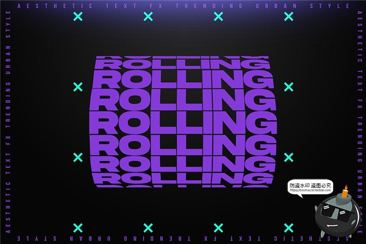 故障重叠科技风特效字现代3D英文字母文本图层样式PSD模板PS素材-设计猿