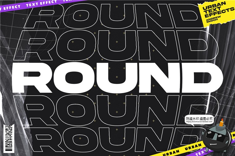 城市街头重叠故障镂空风格特效字海报标题装饰文字PSD模板PS素材-设计猿