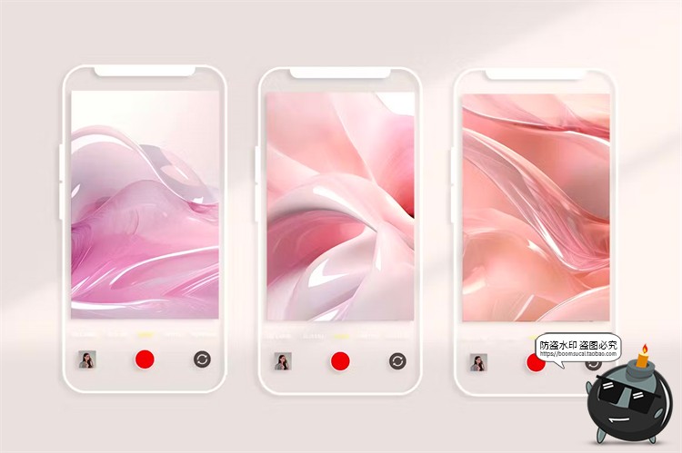 粉色液态水晶玻璃光泽塑料晶体融化波浪抽象艺术背景JPG图片素材-设计猿