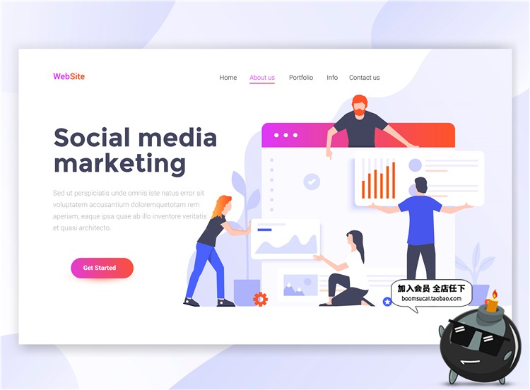 2.5D扁平化商务办公UI网页页面插画banner设计AI矢量PSD分层素材-设计猿