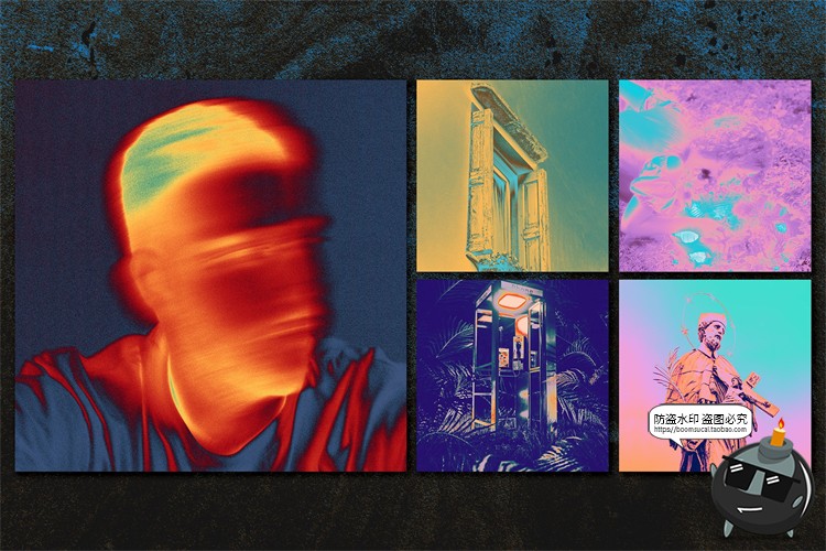 图片[6]-热成像特效潮流复古街头叛逆多彩撞色抽象艺术GRD渐变后期PS素材-设计猿