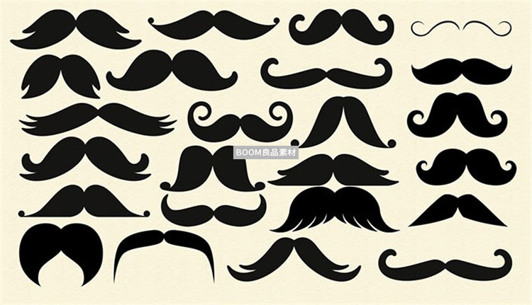 图片[1]-欧式大胡子图形卡通胡子夸张造型胡子胡须卡通人物造型PS笔刷素材-设计猿