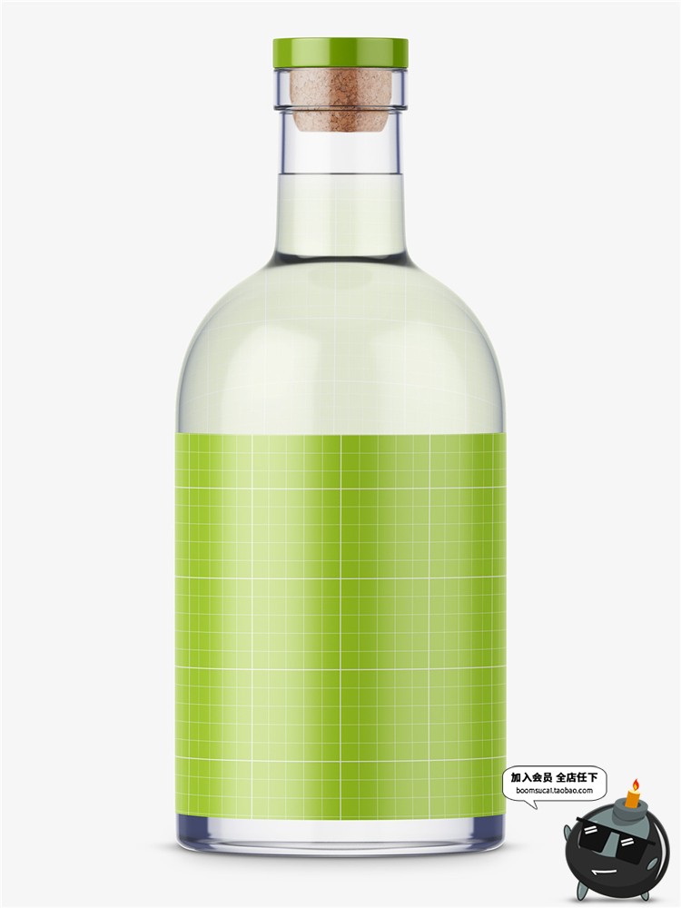 透明玻璃红酒瓶瓶子LOGO效果展示智能贴图文创样机PSD设计PS素材-设计猿