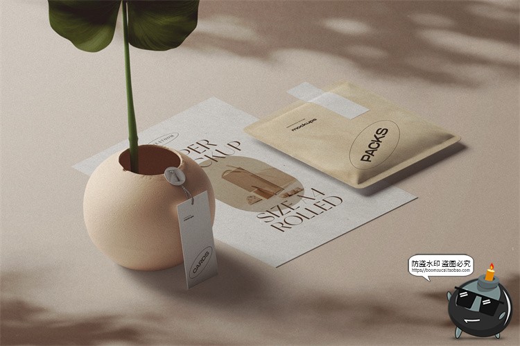 北欧风场景2.5D侧方位视角品牌VI包装文艺场景样机PSD模板PS素材-设计猿