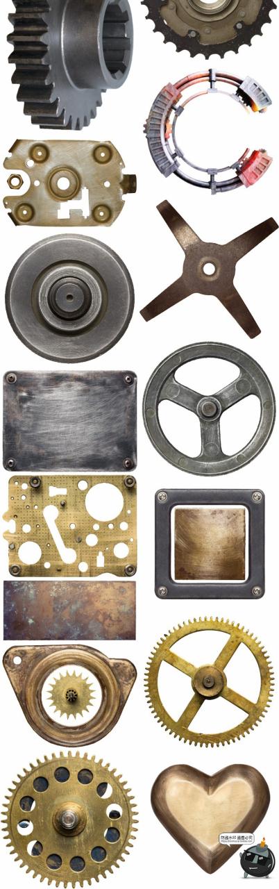 齿轮螺帽螺丝时钟金属零件元素图片平面后期合成用PNG免抠图素材-设计猿