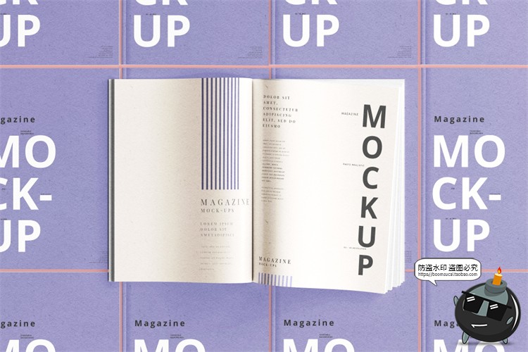 创意画册书籍本子杂志展开智能贴图效果图展示样机PSD模板PS素材-设计猿