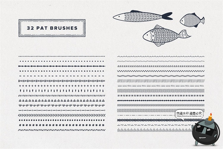 图片[5]-不规则装饰线线条波浪点状虚线分割线小清新风AI矢量笔刷笔触素材-设计猿