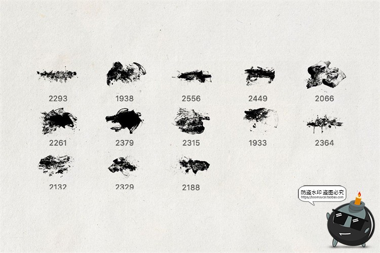 图片[8]-中国风古典墨迹晕染涂染装饰元素背景底纹水墨PS笔刷PNG免抠素材-设计猿