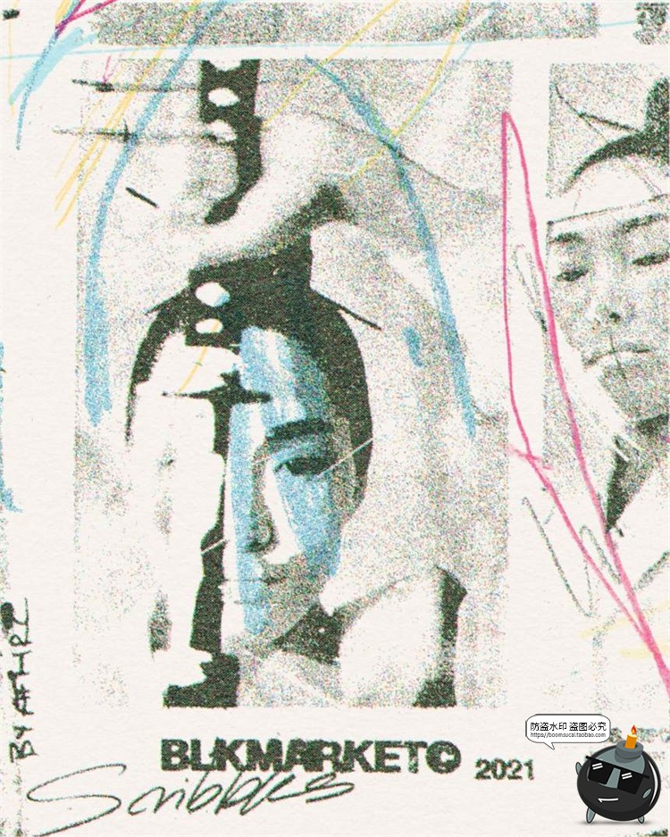 图片[5]-复古仿旧乱七八糟涂鸦笔画划痕符号手稿装饰纹线条PNG素材PS笔刷-设计猿